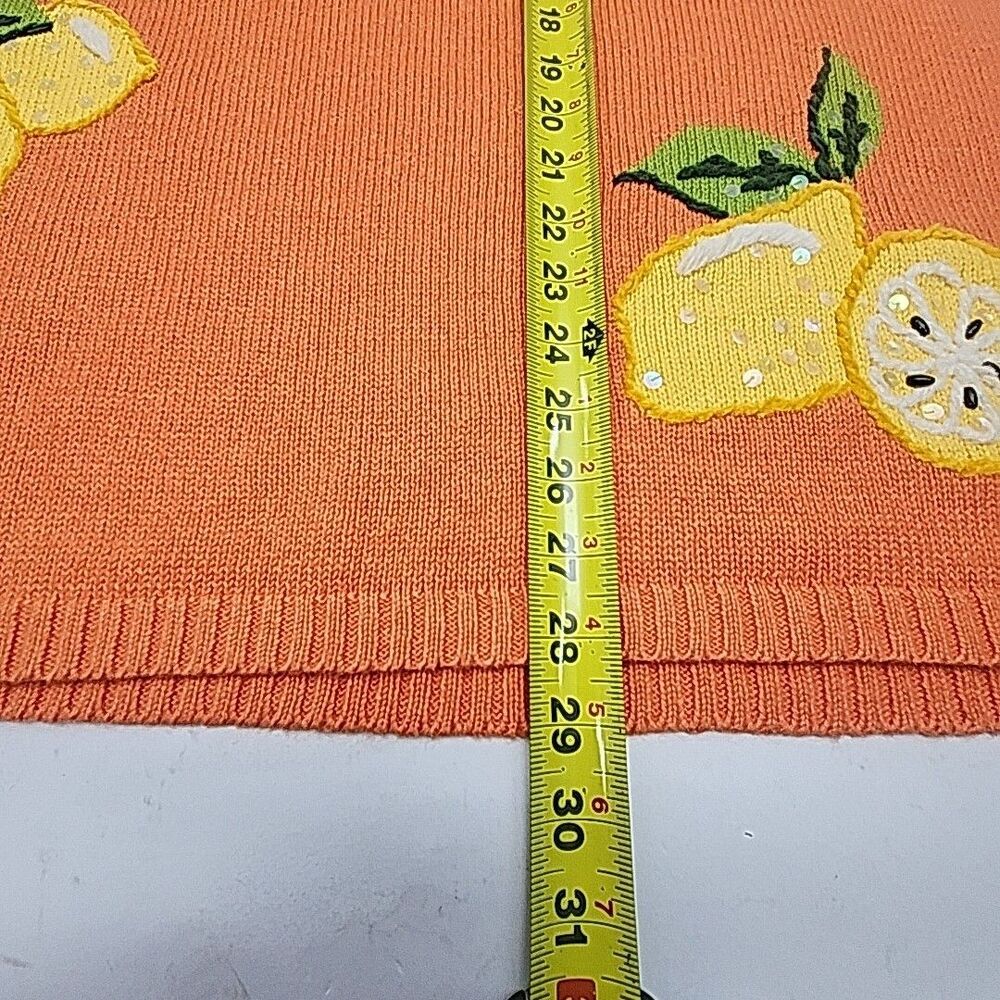 Quacker Factory Sweater Orange Short Sleeve Lemon Women Plus Sz 1X A43984 QVC - Picture 9 of 9